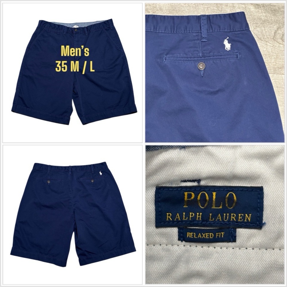 Polo by Ralph Lauren Navy Men's Flat Front Shorts